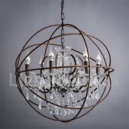 Diameter 60CM 80CM Vintage Kristal Schilderij Metalen Kroonluchter Roestige Kleur Hanglamp