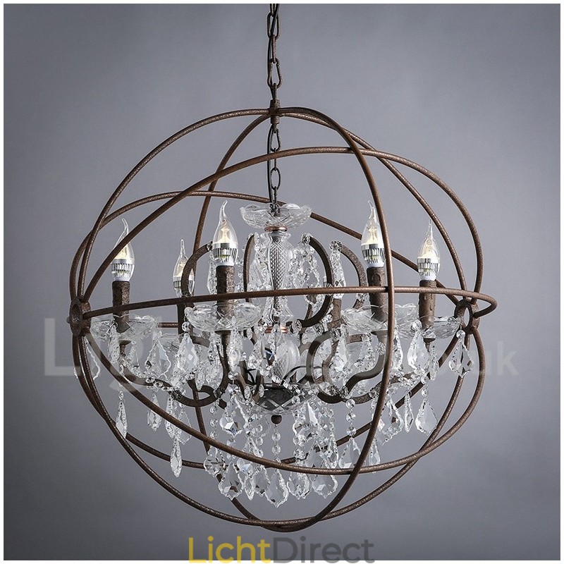 Diameter 60CM 80CM Vintage Kristal Schilderij Metalen Kroonluchter Roestige Kleur Hanglamp