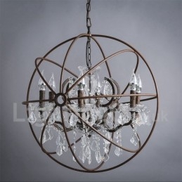 Diameter 60CM 80CM Vintage Kristal Schilderij Metalen Kroonluchter Roestige Kleur Hanglamp
