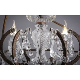 Diameter 60CM 80CM Vintage Kristal Schilderij Metalen Kroonluchter Roestige Kleur Hanglamp