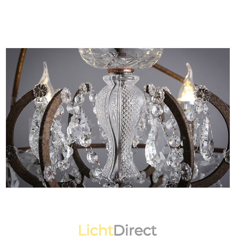 Diameter 60CM 80CM Vintage Kristal Schilderij Metalen Kroonluchter Roestige Kleur Hanglamp