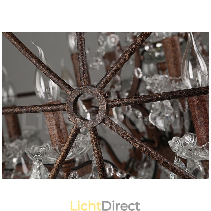 Diameter 60CM 80CM Vintage Kristal Schilderij Metalen Kroonluchter Roestige Kleur Hanglamp