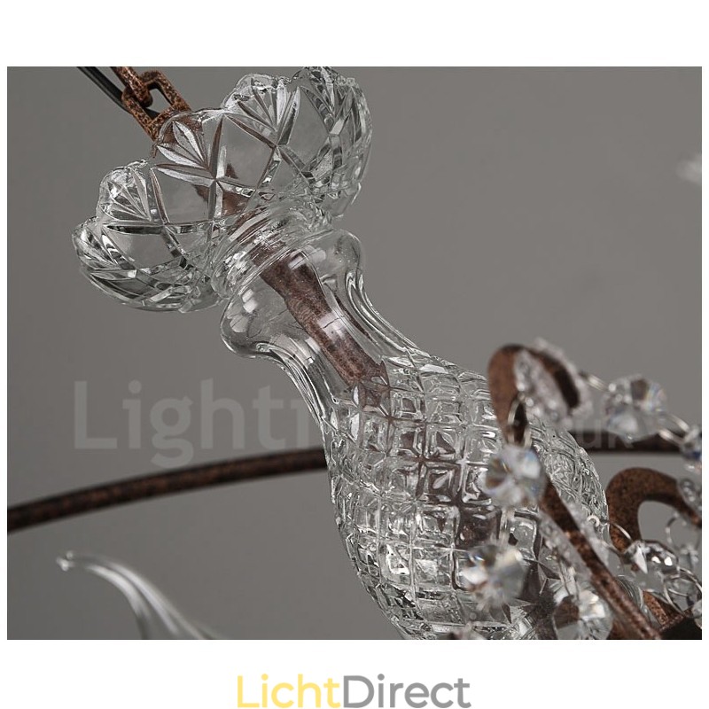 Diameter 60CM 80CM Vintage Kristal Schilderij Metalen Kroonluchter Roestige Kleur Hanglamp