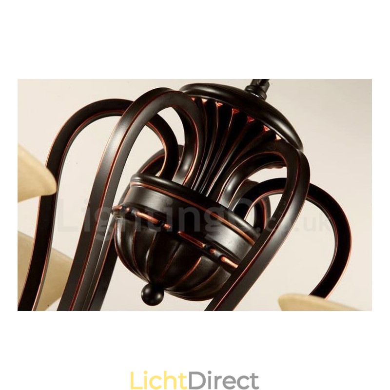 6-lichts rustieke lodge geïntegreerde metalen kroonluchter