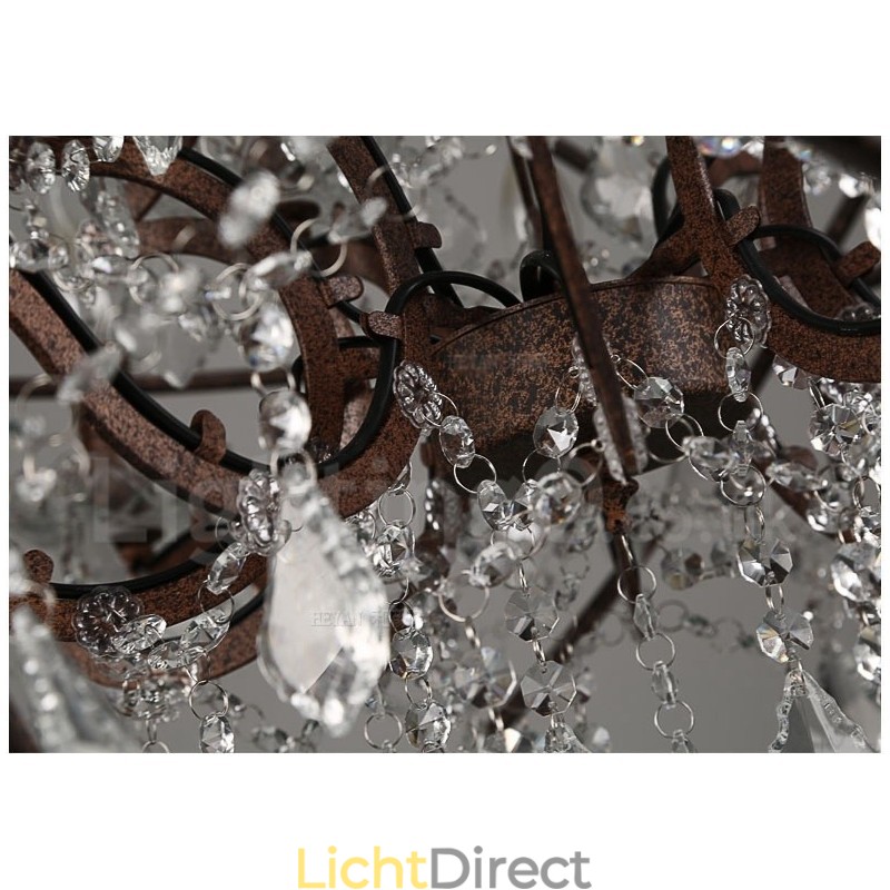 Diameter 60CM 80CM Vintage Kristal Schilderij Metalen Kroonluchter Roestige Kleur Hanglamp