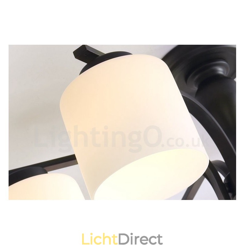 5-lichts landelijke geïntegreerde metalen kroonluchter met glazen kap