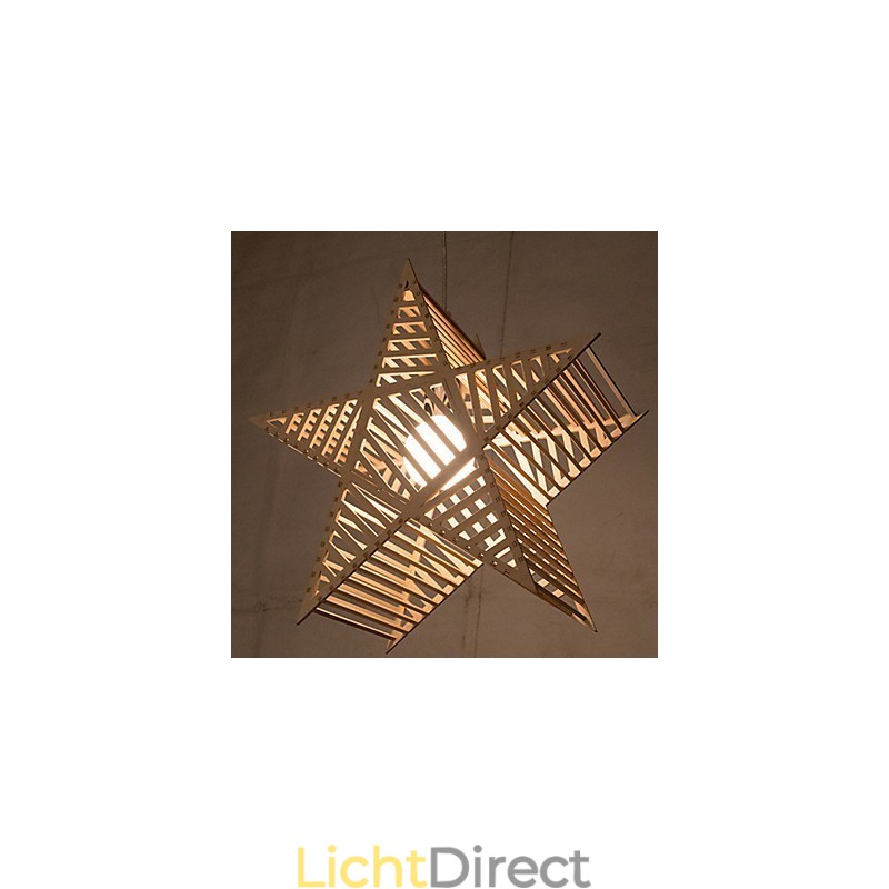 Vintage vijfpuntige sterhouten kroonluchter