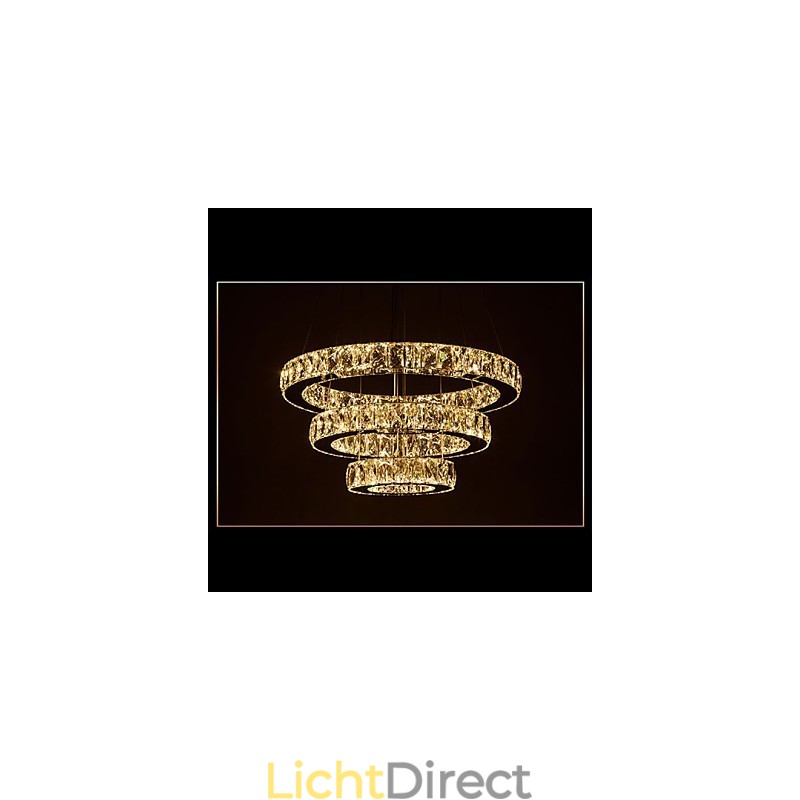 Hanglamp Moderne Verlichting Warm Wit Drie Ringen D204060 Transparante K9 Grote Kristallen Plafondlampen