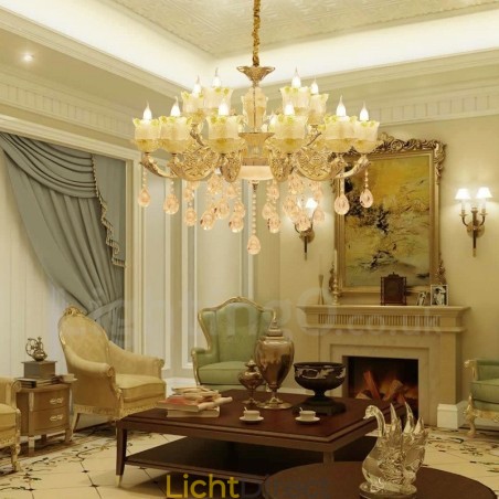 15 Lichts Traditionele Klassieke Geïntegreerde Metalen Kroonluchter