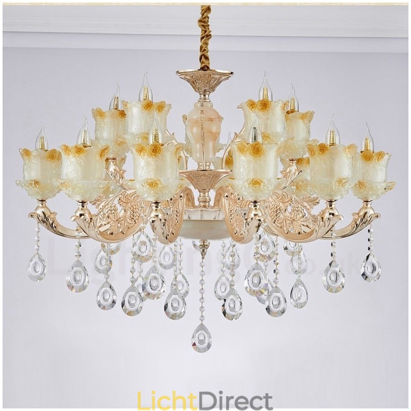 15 Lichts Traditionele Klassieke Geïntegreerde Metalen Kroonluchter