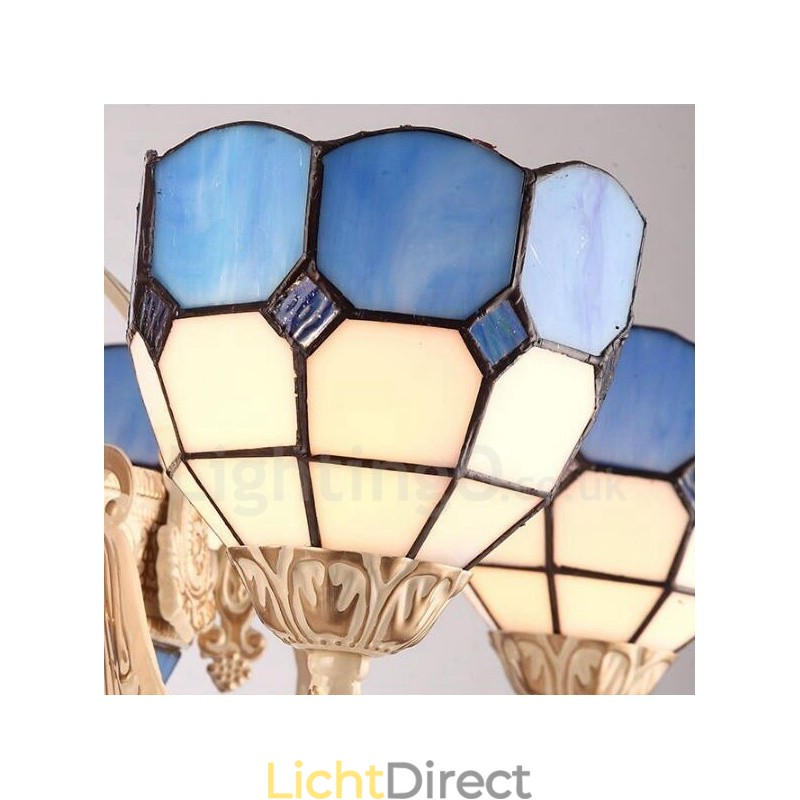 11-lichts mediterrane stijl geïntegreerde metalen kroonluchter met glazen kap