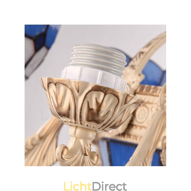 11-lichts mediterrane stijl geïntegreerde metalen kroonluchter met glazen kap