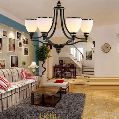 6-lichts rustieke lodge geïntegreerde metalen kroonluchter