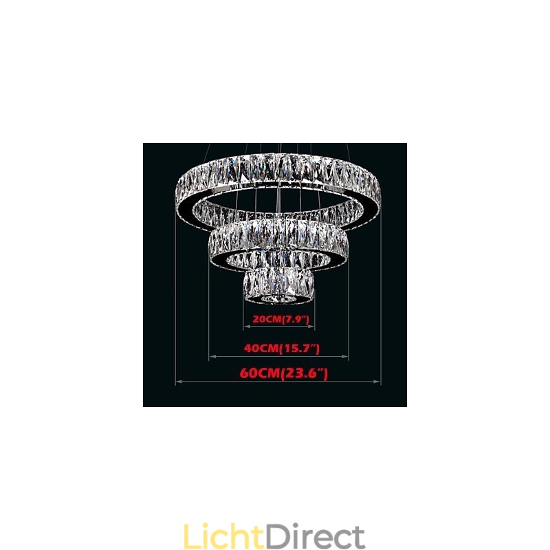 Kristallen hanglamp moderne verlichting drie ringen D204060 K9 grote kristallen plafondlampen armaturen