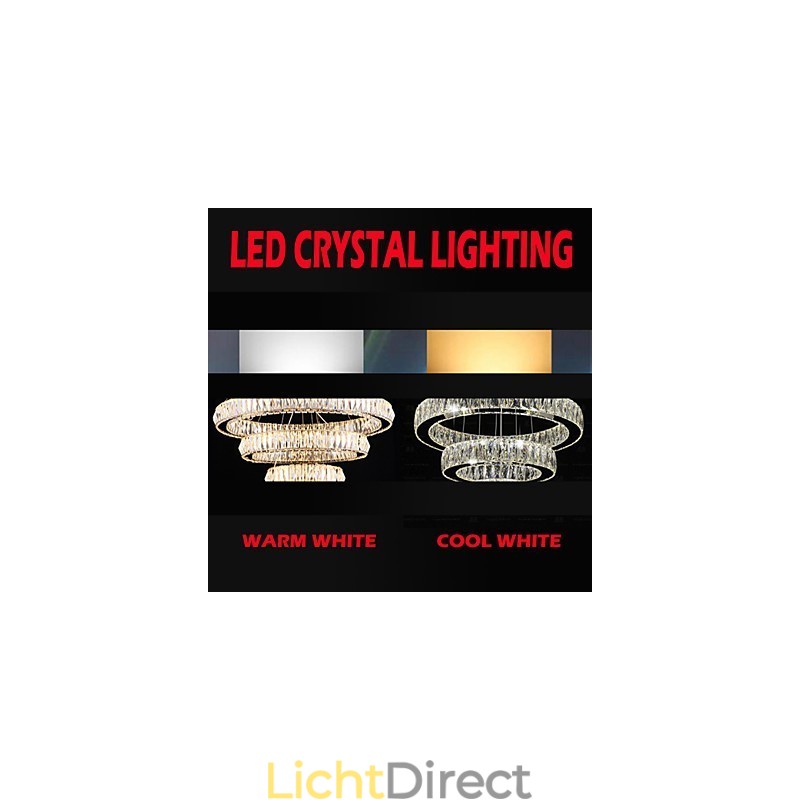 Kristallen hanglamp moderne verlichting drie ringen D204060 K9 grote kristallen plafondlampen armaturen