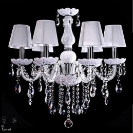 6 lampen luxe kristallen kroonluchter witte kleur K9 kristallen kroonluchter
