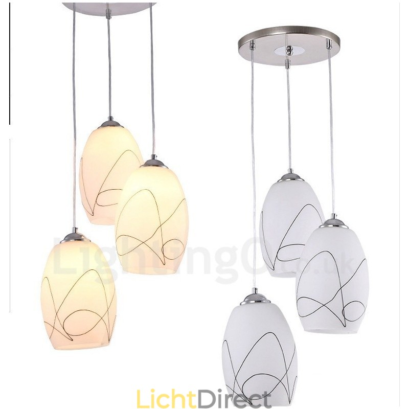 3-lichts moderne, eigentijdse, geïntegreerde metalen hanglamp