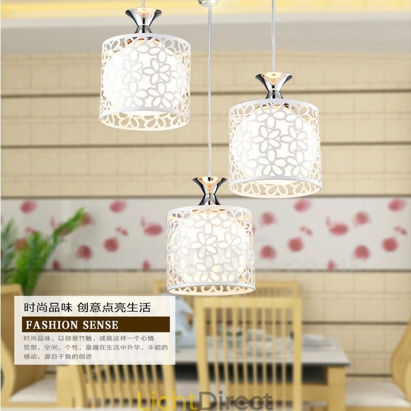 3-lichts moderne, eigentijdse, gloeilamp metalen hanglamp
