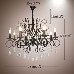 8 Hoofd van Europese stijl Kristallen Lamp Metalen Kroonluchter Verlichting
