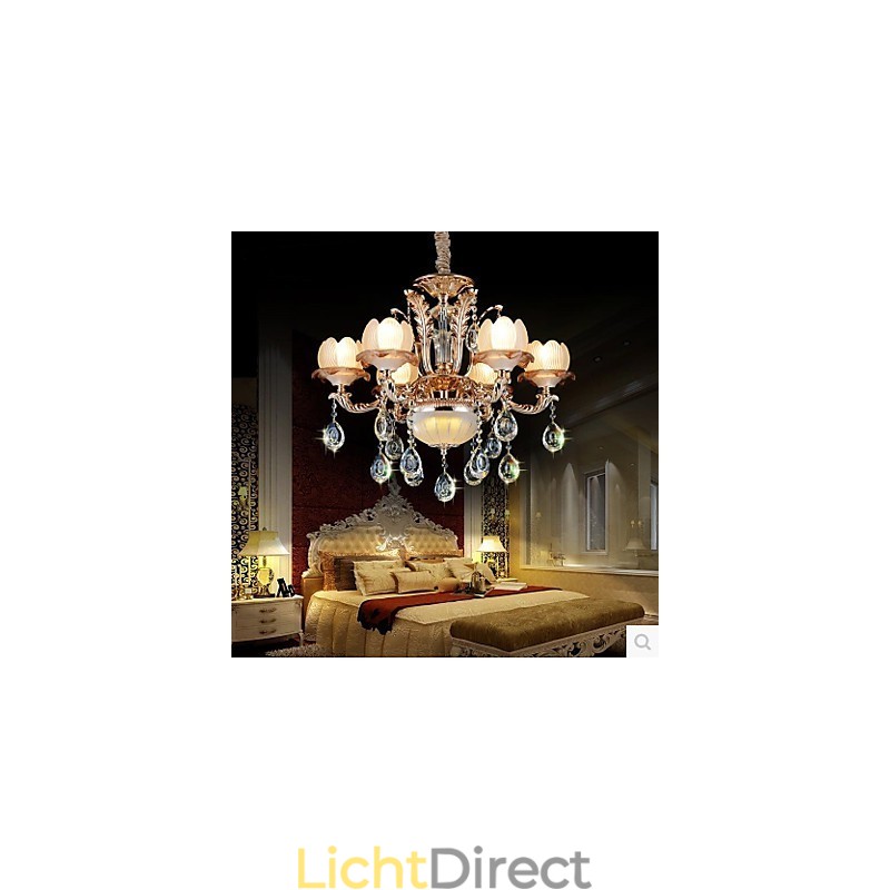 Europese stijl Kristallen hanglamp Eenvoudige legering Stijl Retro verlichting