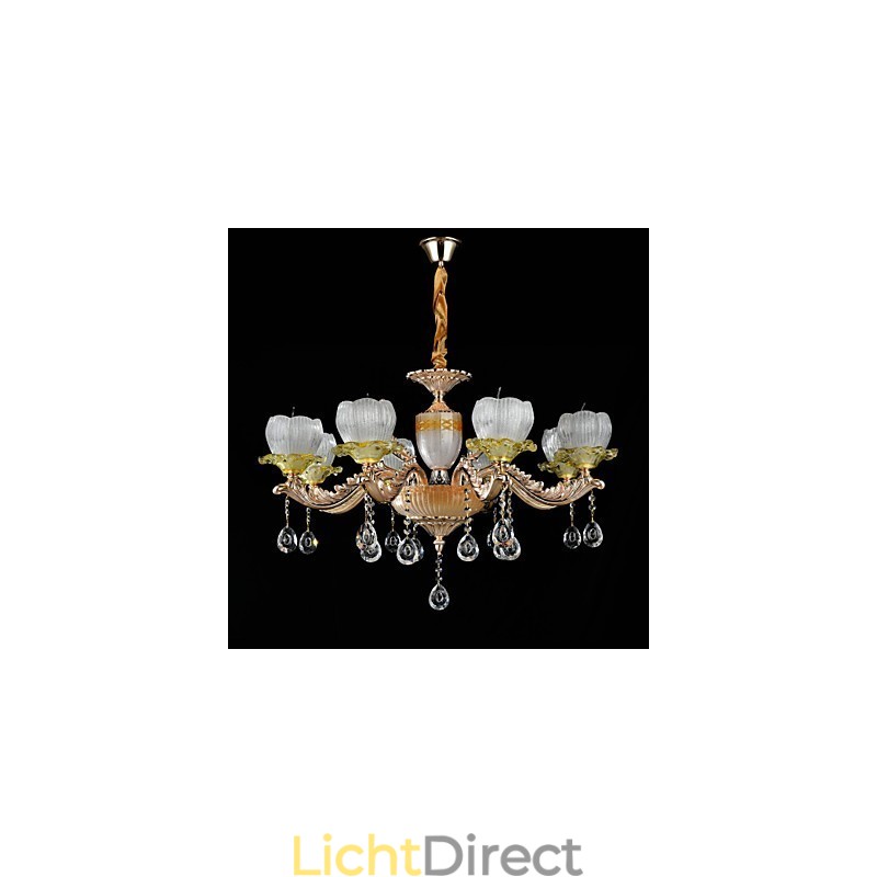 Traditionele klassieke zinklegeringsfunctie voor kristallen mini-stijl metalen kroonluchter met 8 lampen