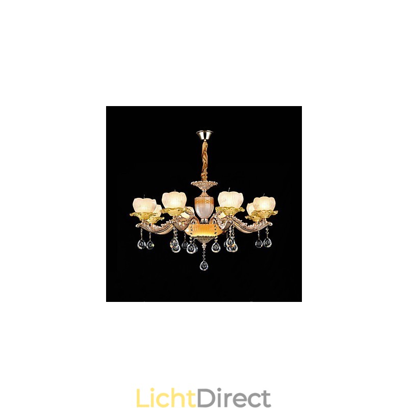 Traditionele klassieke zinklegeringsfunctie voor kristallen mini-stijl metalen kroonluchter met 8 lampen
