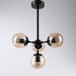 Vier lichtpaal moderne Europese stijl Modo metalen glazen hanglamp de Foyer Decorate industriële kroonluchterlamp