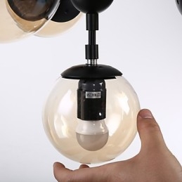 Vier lichtpaal moderne Europese stijl Modo metalen glazen hanglamp de Foyer Decorate industriële kroonluchterlamp