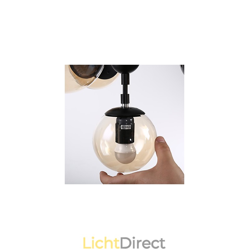 Vier lichtpaal moderne Europese stijl Modo metalen glazen hanglamp de Foyer Decorate industriële kroonluchterlamp
