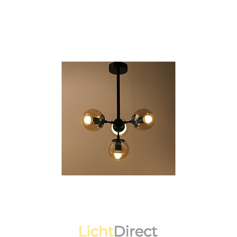 Vier lichtpaal moderne Europese stijl Modo metalen glazen hanglamp de Foyer Decorate industriële kroonluchterlamp