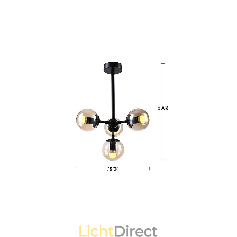 Vier lichtpaal moderne Europese stijl Modo metalen glazen hanglamp de Foyer Decorate industriële kroonluchterlamp