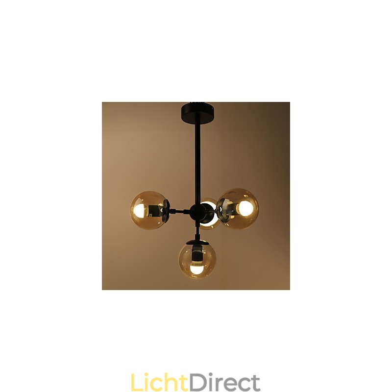Vier lichtpaal moderne Europese stijl Modo metalen glazen hanglamp de Foyer Decorate industriële kroonluchterlamp