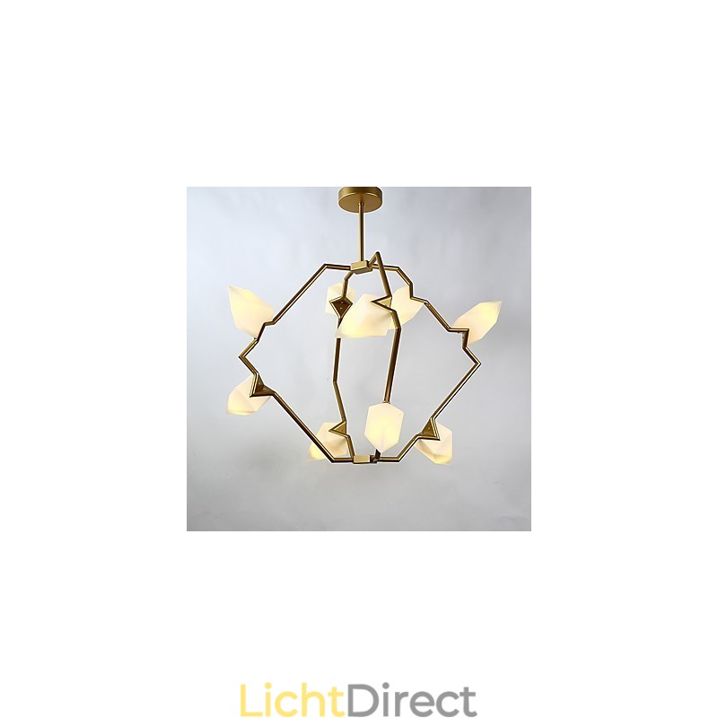 Negen lichts paal moderne metalen met glazen perzik kroonluchter lamp de Canteen Decorate hanglamp