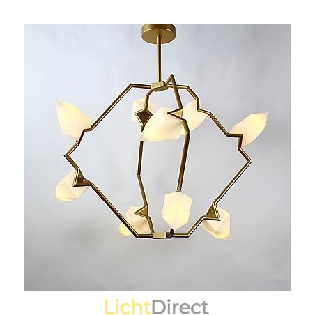 Negen lichts paal moderne metalen met glazen perzik kroonluchter lamp de Canteen Decorate hanglamp