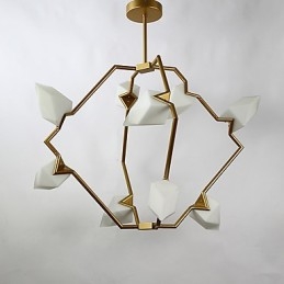 Negen lichts paal moderne metalen met glazen perzik kroonluchter lamp de Canteen Decorate hanglamp