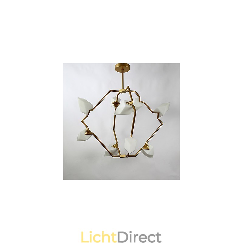 Negen lichts paal moderne metalen met glazen perzik kroonluchter lamp de Canteen Decorate hanglamp