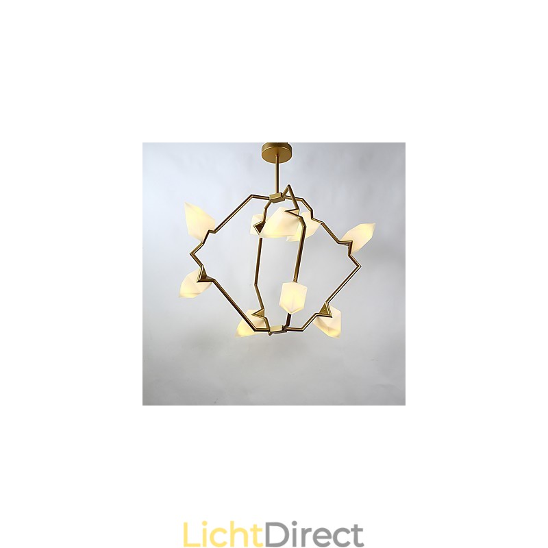 Negen lichts paal moderne metalen met glazen perzik kroonluchter lamp de Canteen Decorate hanglamp