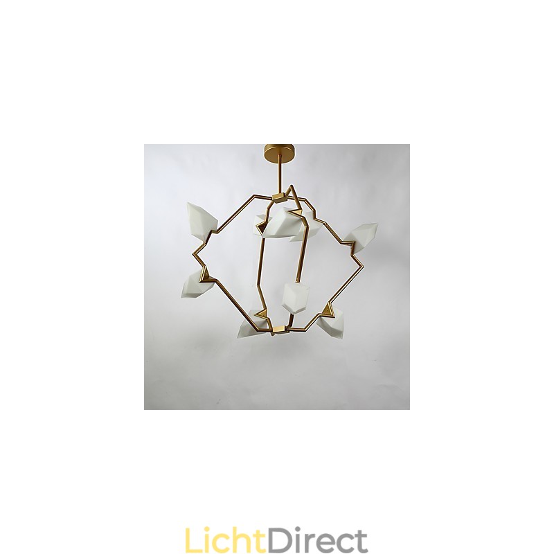 Negen lichts paal moderne metalen met glazen perzik kroonluchter lamp de Canteen Decorate hanglamp