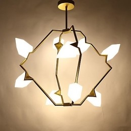 Negen lichts paal moderne metalen met glazen perzik kroonluchter lamp de Canteen Decorate hanglamp