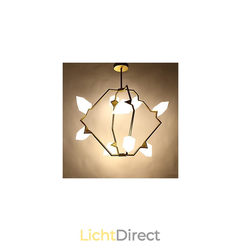 Negen lichts paal moderne metalen met glazen perzik kroonluchter lamp de Canteen Decorate hanglamp