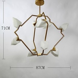 Negen lichts paal moderne metalen met glazen perzik kroonluchter lamp de Canteen Decorate hanglamp