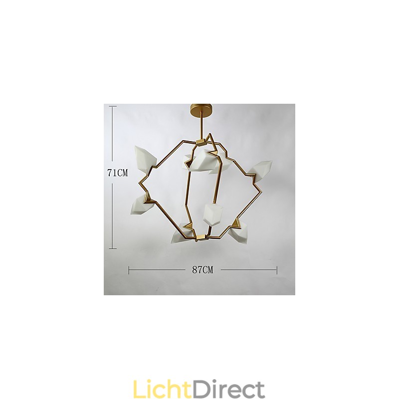 Negen lichts paal moderne metalen met glazen perzik kroonluchter lamp de Canteen Decorate hanglamp