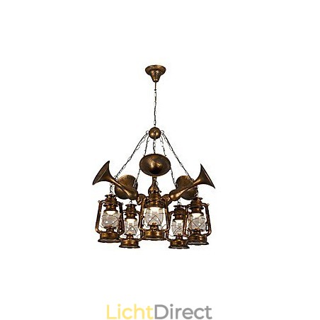 Rustieke Lodge Vintage Retro Landelijke Wereldbol Schilderij Kenmerk voor Mini Stijl Ontwerpers Metalen Kroonluchter