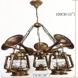 Rustieke Lodge Vintage Retro Landelijke Wereldbol Schilderij Kenmerk voor Mini Stijl Ontwerpers Metalen Kroonluchter