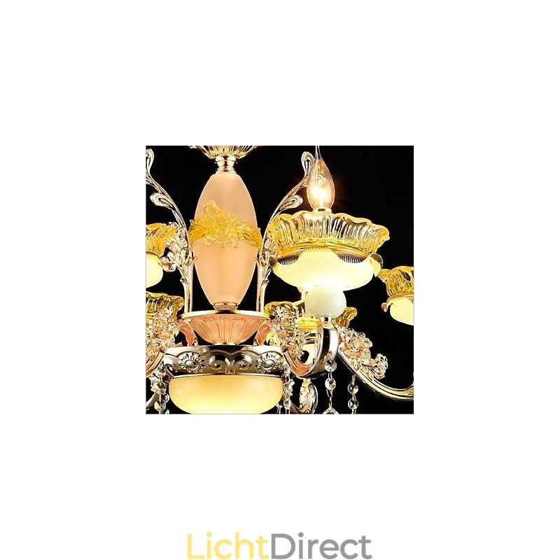 Traditionele klassieke gegalvaniseerde eigenschap voor kristallen mini-stijl metalen kroonluchter met 8 lampen