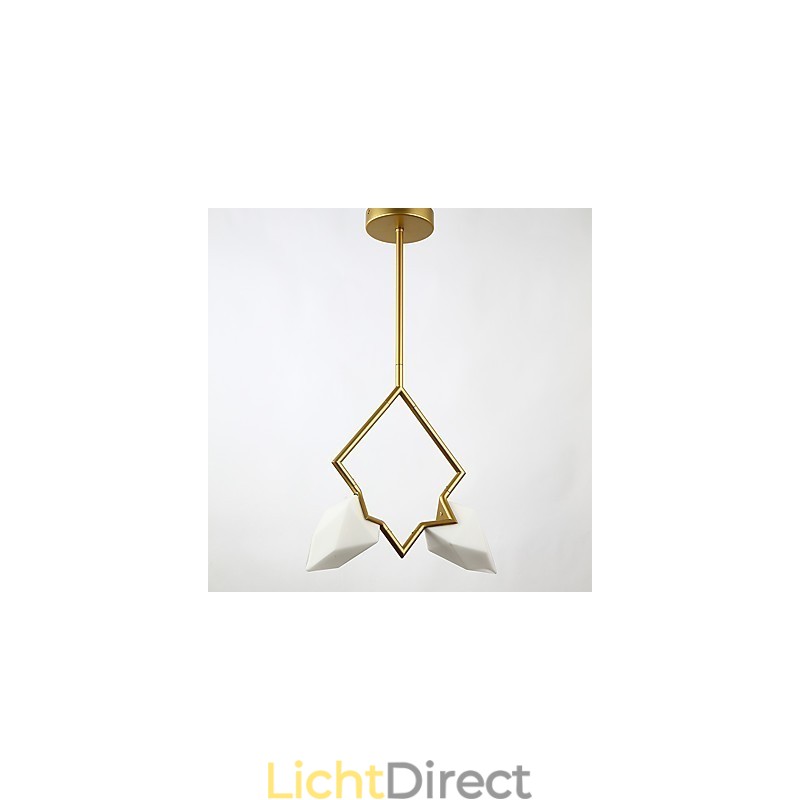2 Lichtmast Moderne Metalen met Glazen Perzik Kroonluchter Lamp de Canteen Decorate Hanglamp