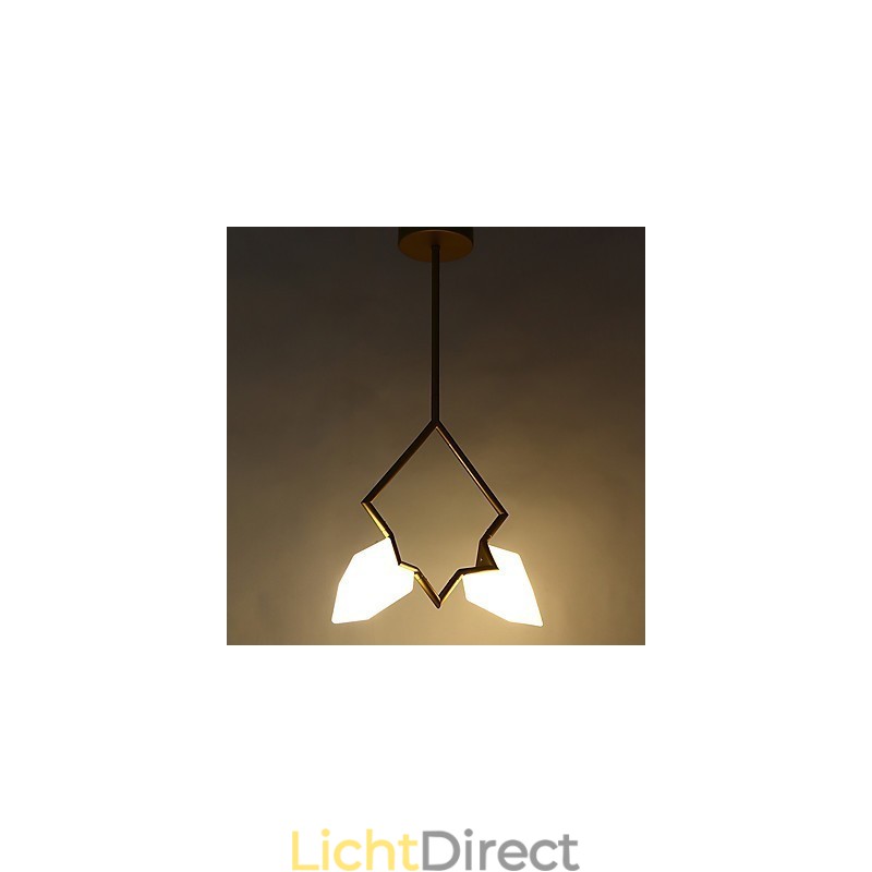 2 Lichtmast Moderne Metalen met Glazen Perzik Kroonluchter Lamp de Canteen Decorate Hanglamp