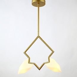 2 Lichtmast Moderne Metalen met Glazen Perzik Kroonluchter Lamp de Canteen Decorate Hanglamp