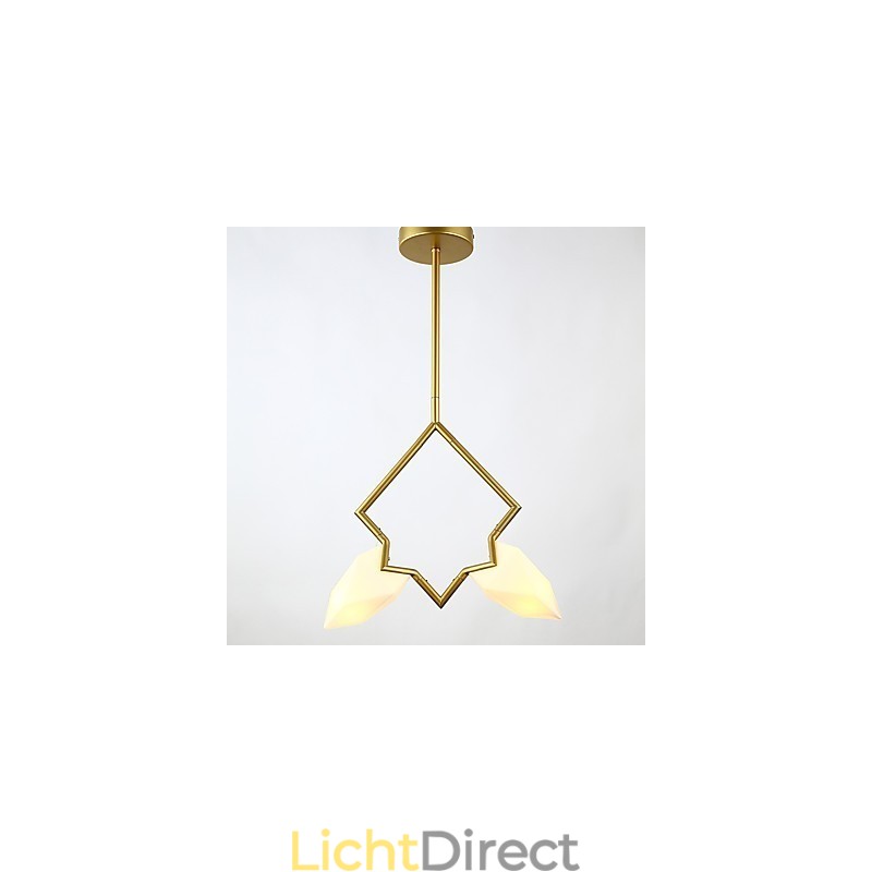 2 Lichtmast Moderne Metalen met Glazen Perzik Kroonluchter Lamp de Canteen Decorate Hanglamp