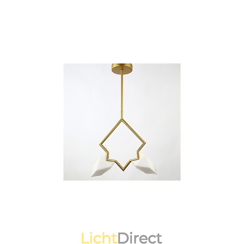 2 Lichtmast Moderne Metalen met Glazen Perzik Kroonluchter Lamp de Canteen Decorate Hanglamp